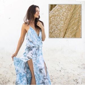 NWT HIPPY CHICK IBIZA Colette maxi Dress green yellow blue small tiered